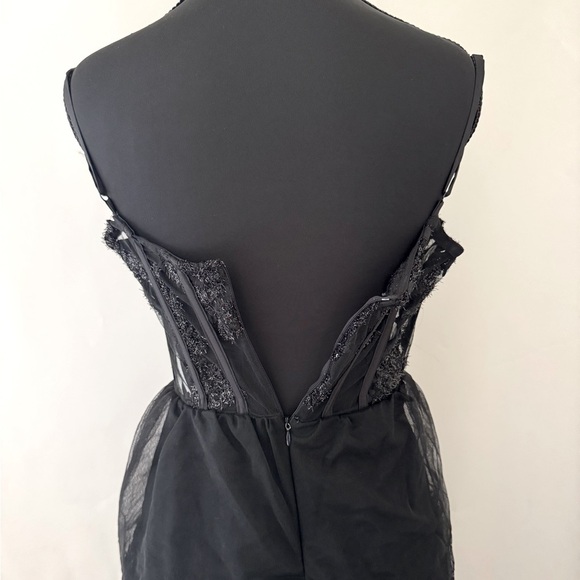 Lulus Alluring Sensation Black Tulle Embroidered Tiered Maxi Dress, Size XS, NWT - Picture 11 of 15